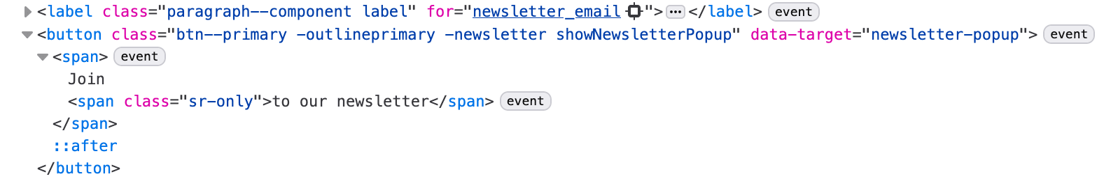 Zrzut ekranu ze stopki InPost z tekstem "Join to our newsletter"